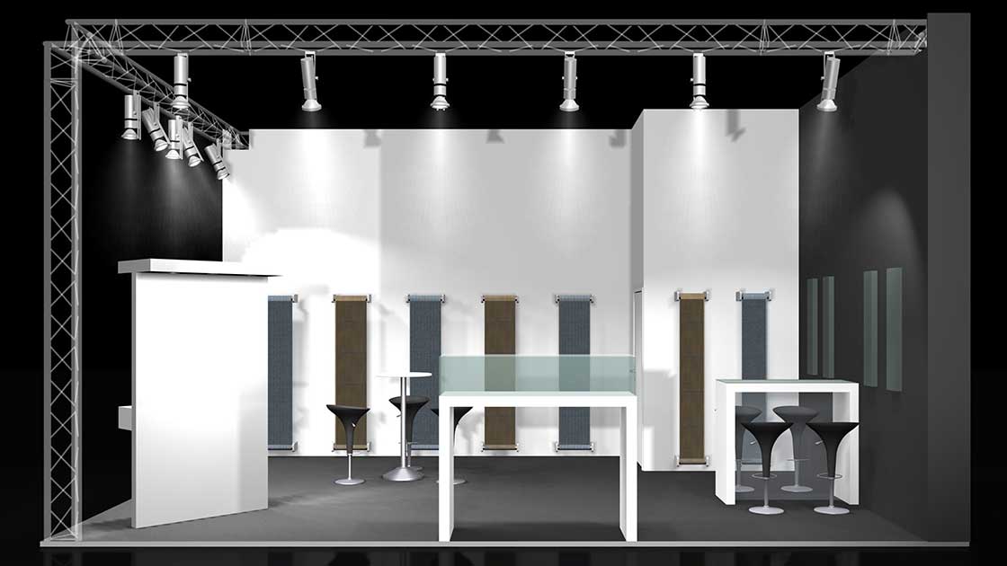 MA Messebau Entwurf Messestand Teaser modularer Systembau