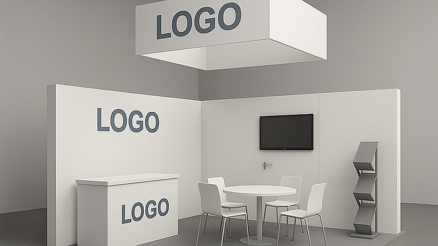 Fotorealistisches CAD-Rendering eines Messestands im Planungsprozess bei MA Messebau